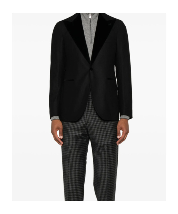 Tagliatore Tailored Black Suit With Satin Lapel In Black