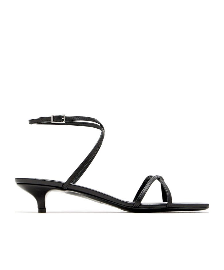 Totême Leather Crossover Heeled Sandals 35 In Black