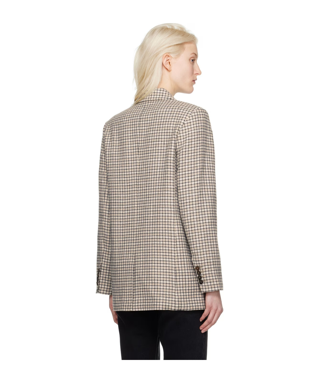Anine Bing Kaia Check-pattern Blazer In Gray