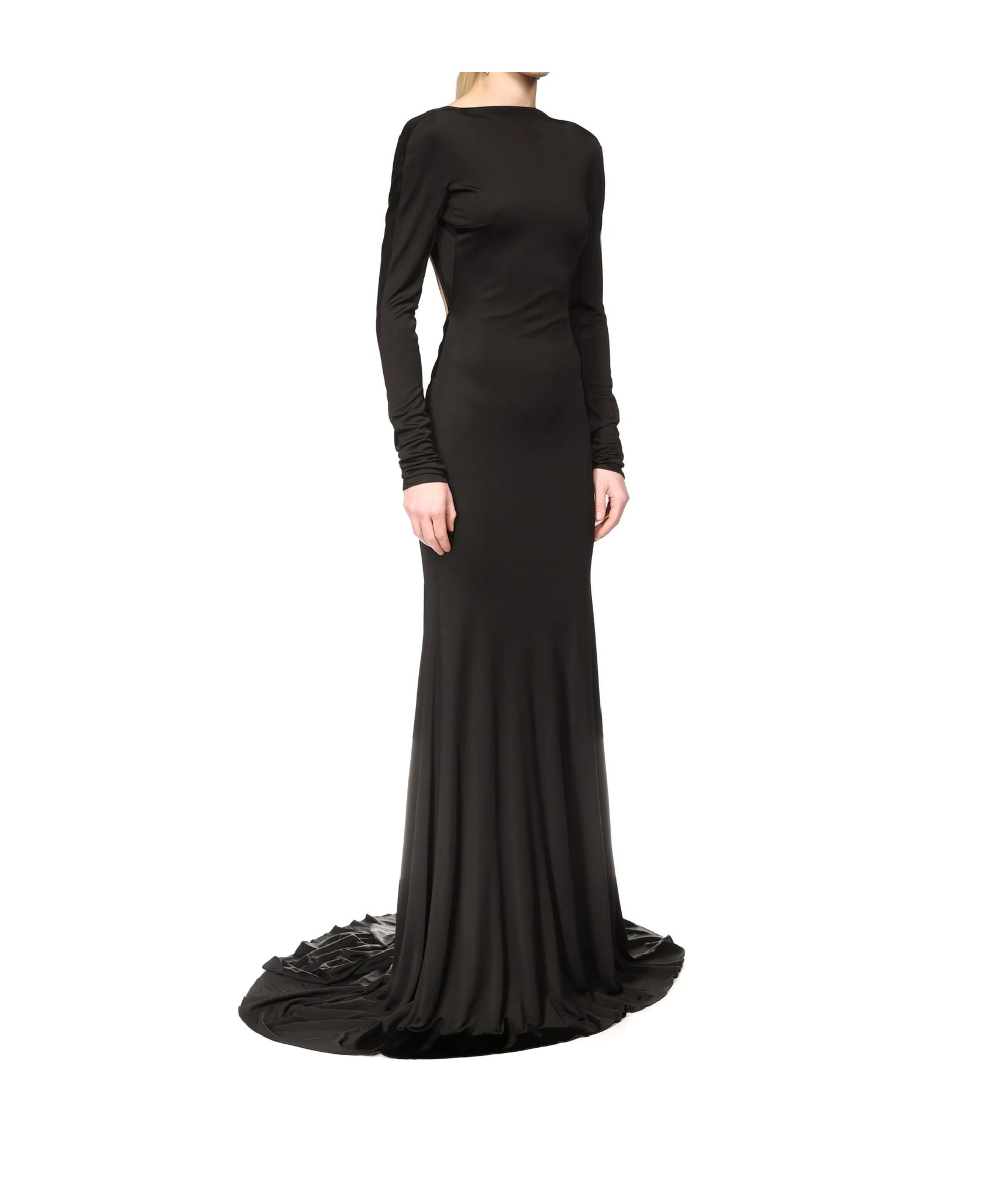 David Koma Gather Detail And Open Back Gown, In Black