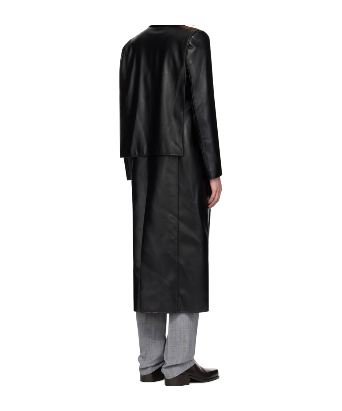 Coperni Black Button Faux-leather Coat In Black