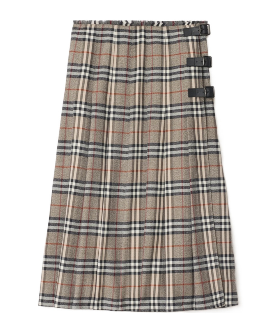 Shop Burberry Wool Midi Skirt