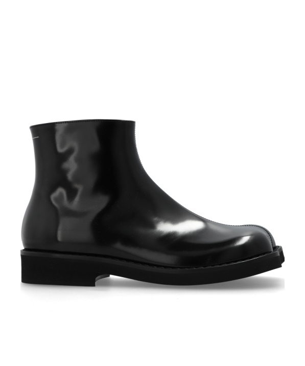 Mm6 Maison Margiela Mm6 By Maison Margiela Trunk Leather Ankle Boots With Block Heel In Black