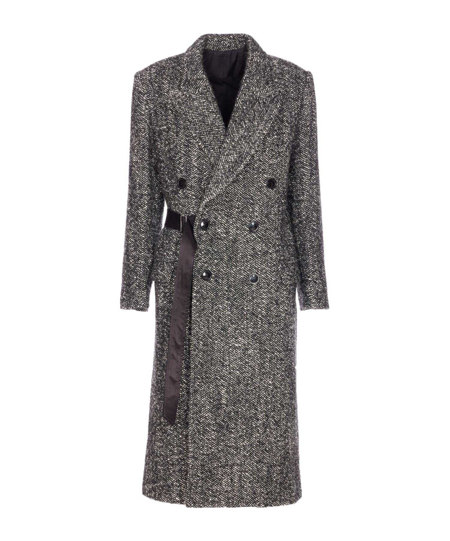Isabel Marant Ebyane Chevron Wool-blend Tweed Coat In Gray