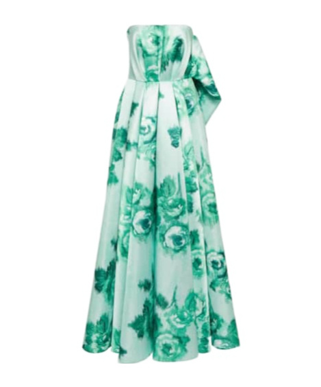 Emilia Wickstead Merope Strapless Floral Gown In Blue