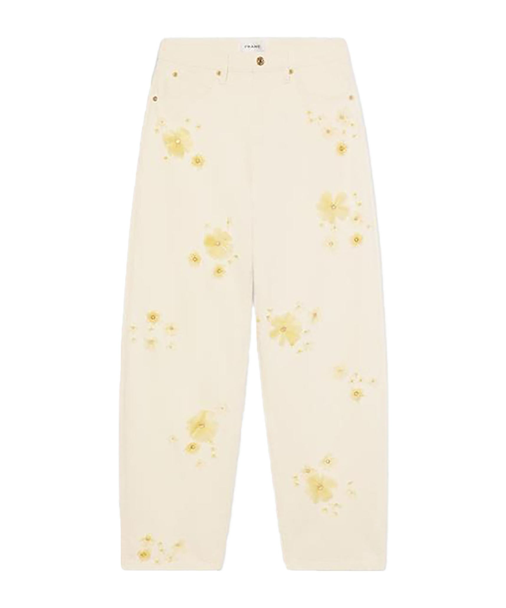 Frame Embellished Low Slung Barrel Jeans In Neutral