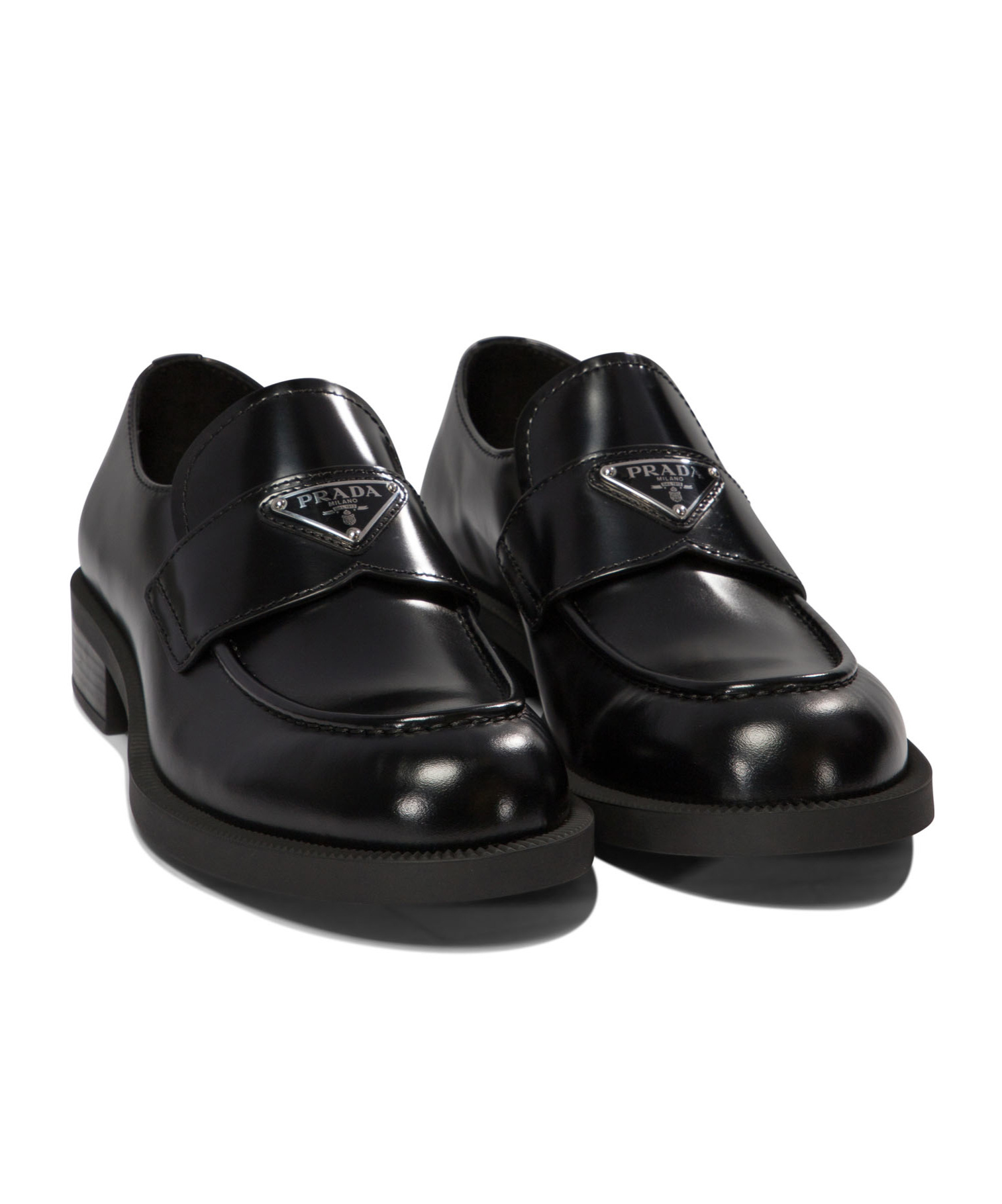 Prada Chocolate Moccasin In Black Patent Leather Men