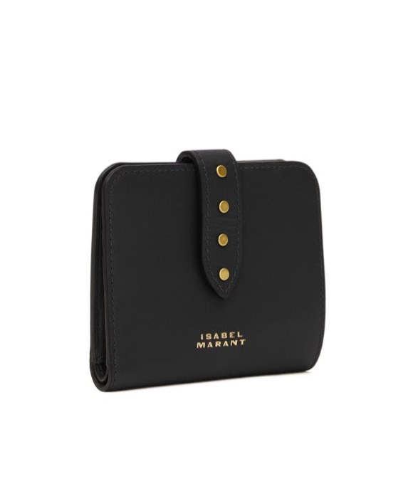 Isabel Marant Oskan Studded Soft Leather Wallet In Black