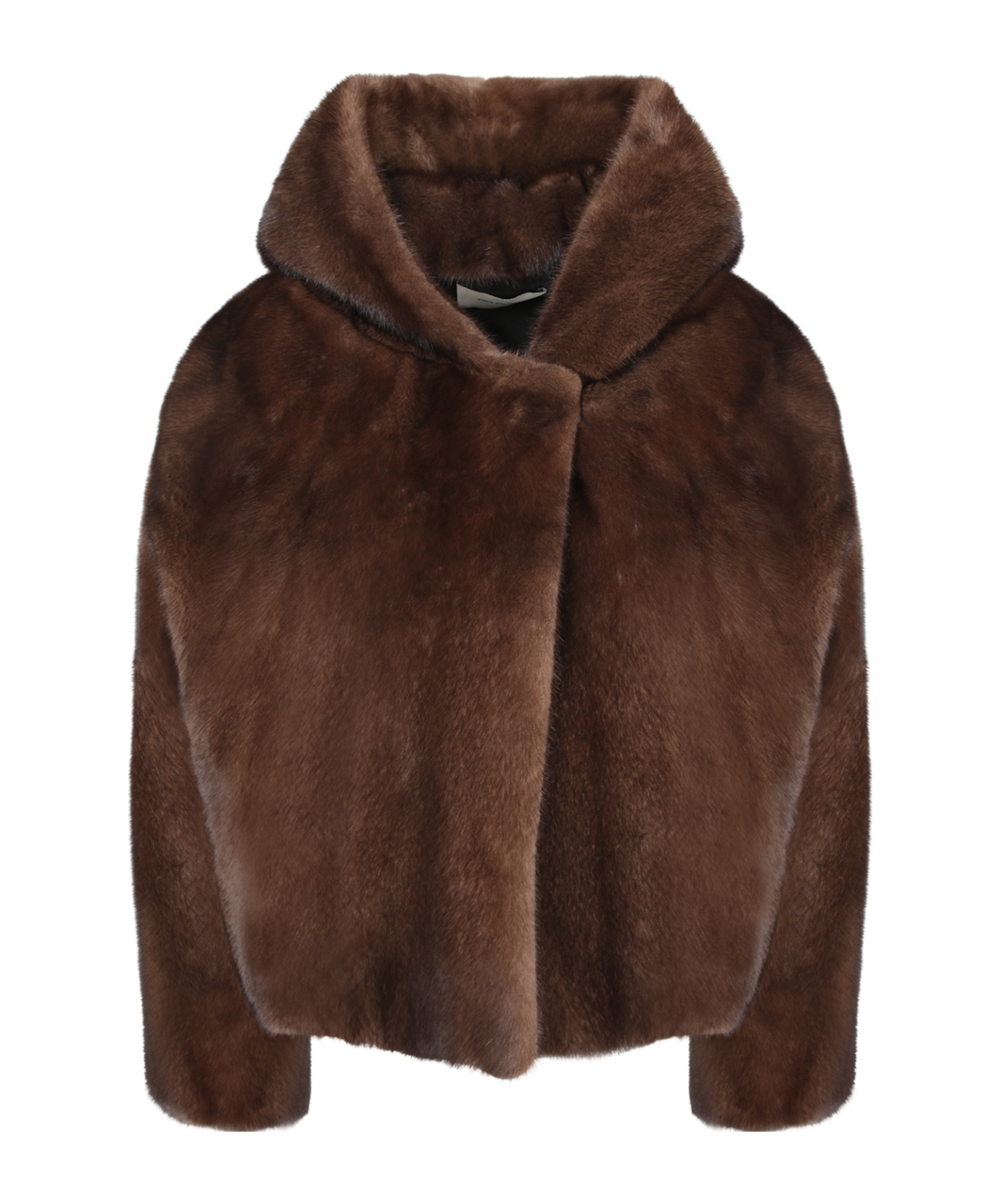 Yves Salomon Hooded Coat In Brown