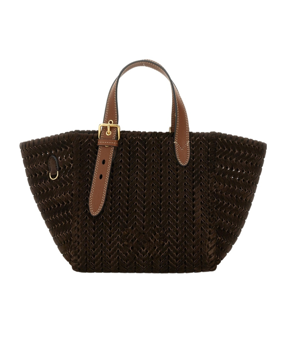 Shop Anya Hindmarch Woven Handbag In Brown