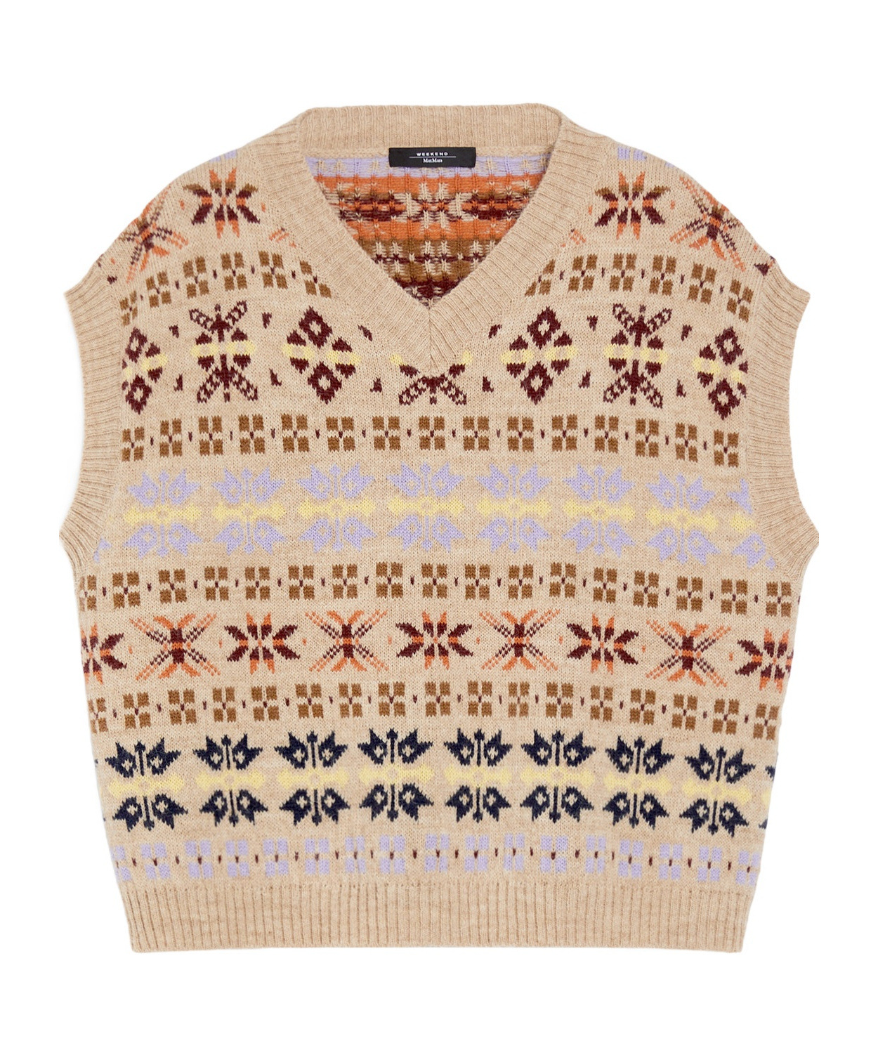 Shop Weekend Max Mara All-over Patterned V-neck Vest In Nude