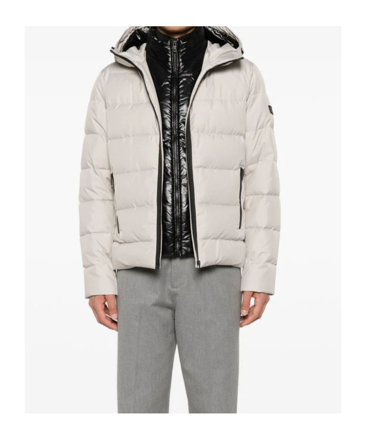 Fay Light Beige Double Front Down Jacket In White