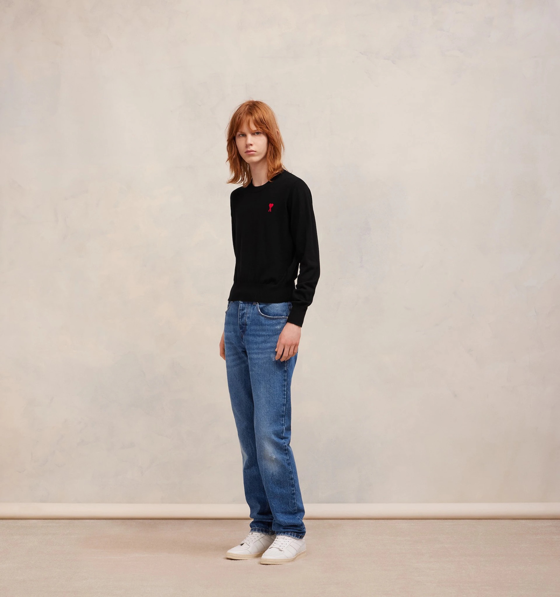 Ami Alexandre Mattiussi Pull Col Rond Ami Paris De Coeur In Black