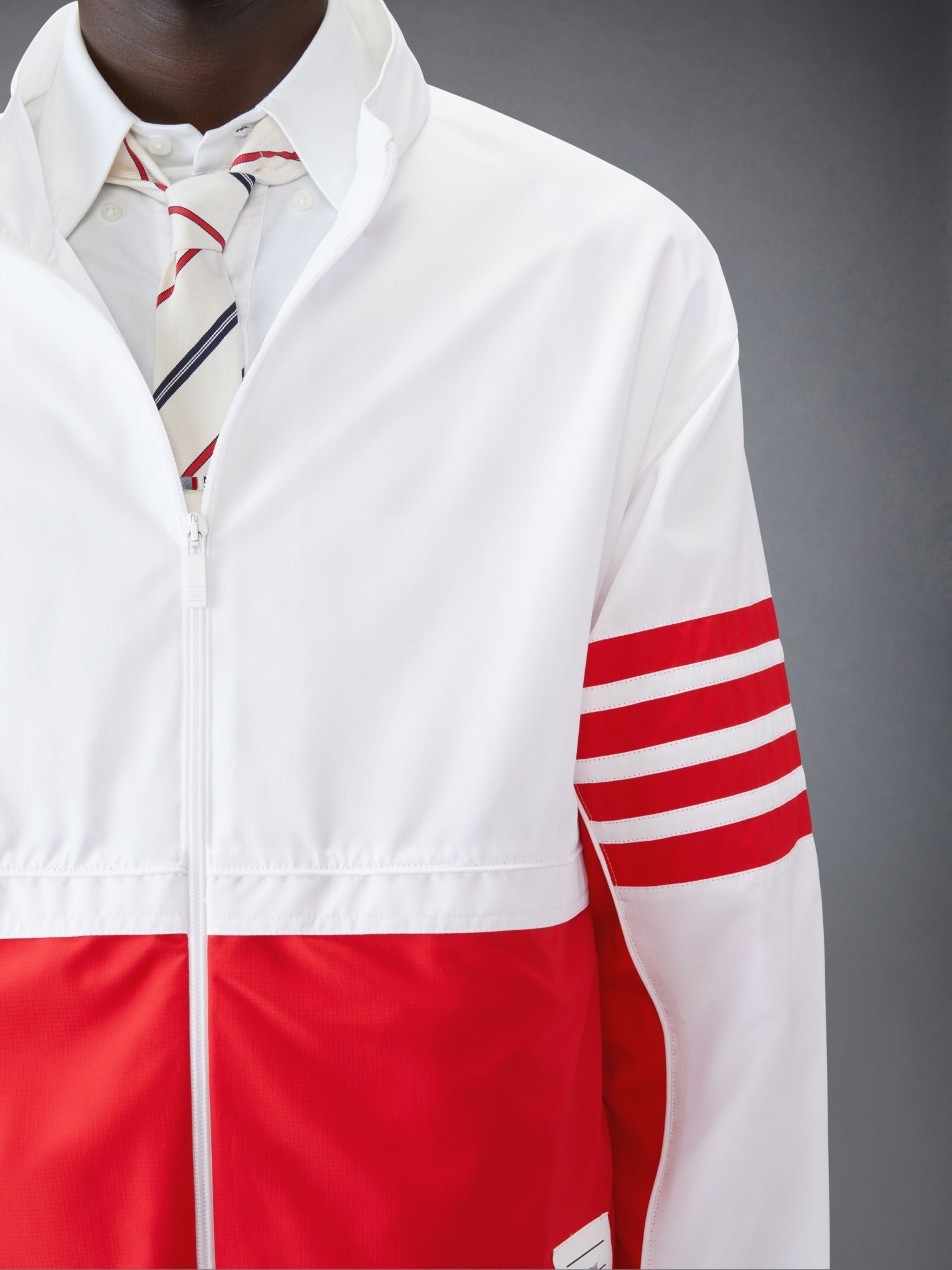 Thom Browne Ripstop-windbreaker Mit Streifen In Red