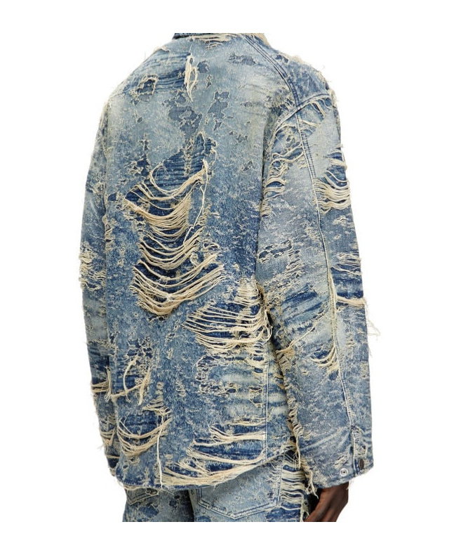 Diesel Jacket In Floating-thread Denim In Gray