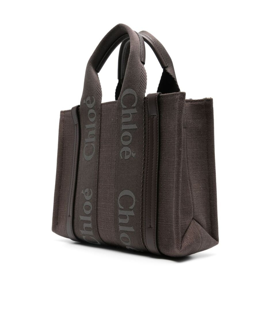 Chloé Woody Mini Black Leather Bag In Black