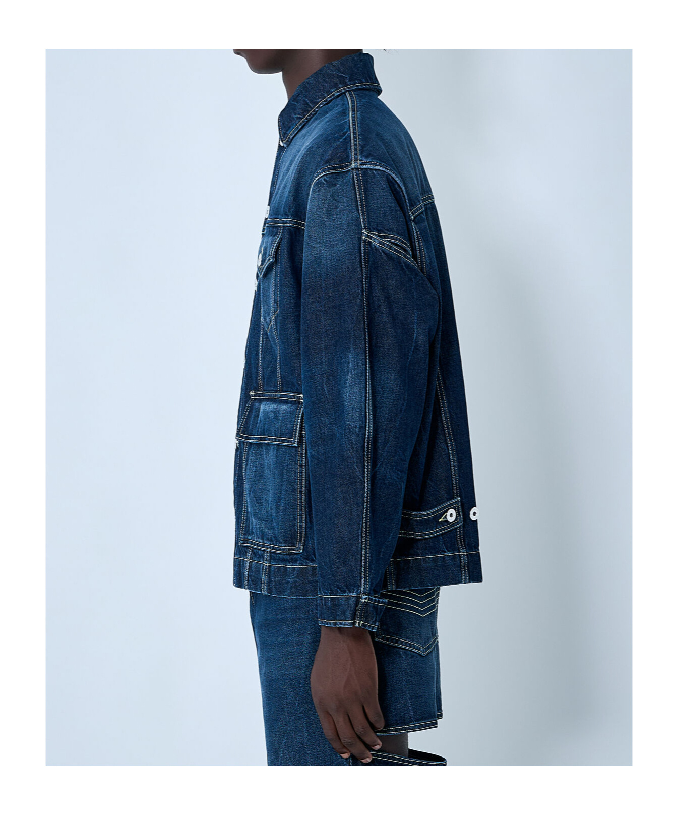 Jean Paul Gaultier Men Cut.out Denim Jacket In Blue