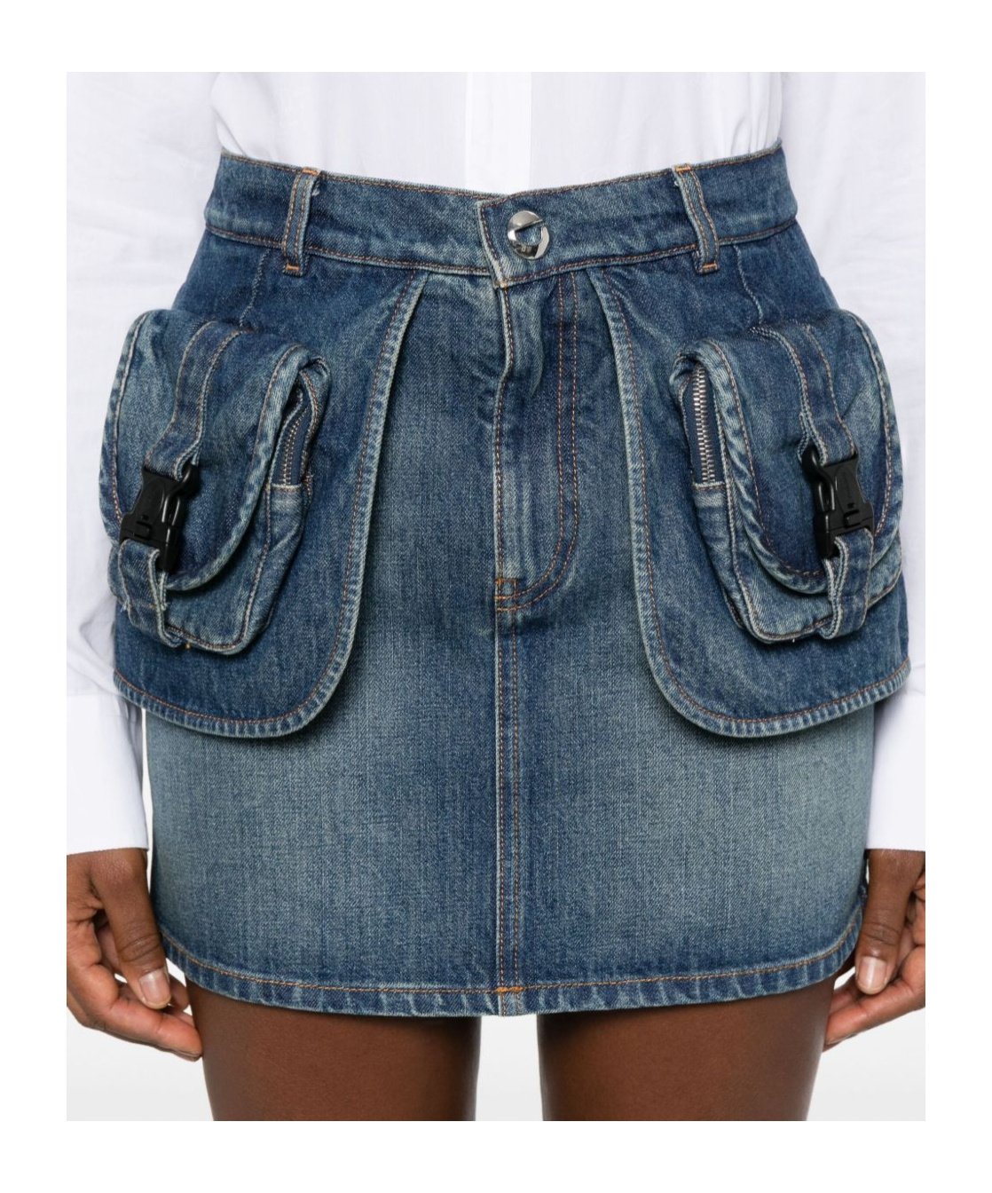 Coperni Mini Skirt With Belt Loops And Pockets In Blue
