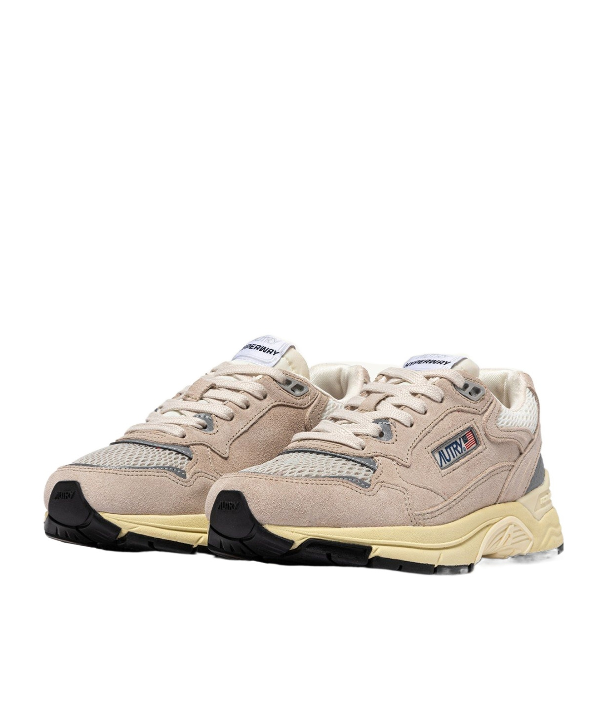 Autry Classic Leather And Mesh Panel Sneakers In Neutral