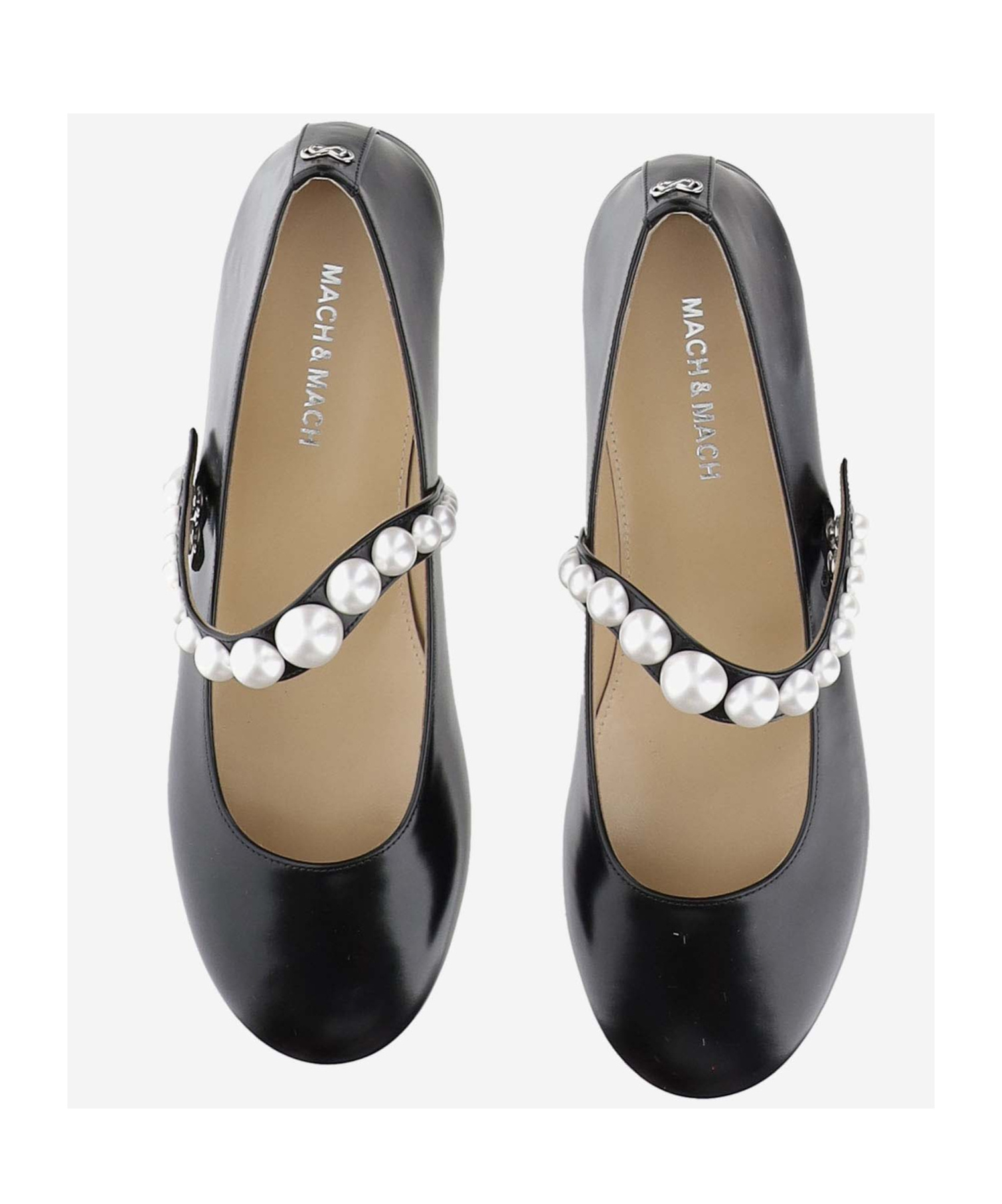 Mach&mach Round Head Ballet Shoes In Black