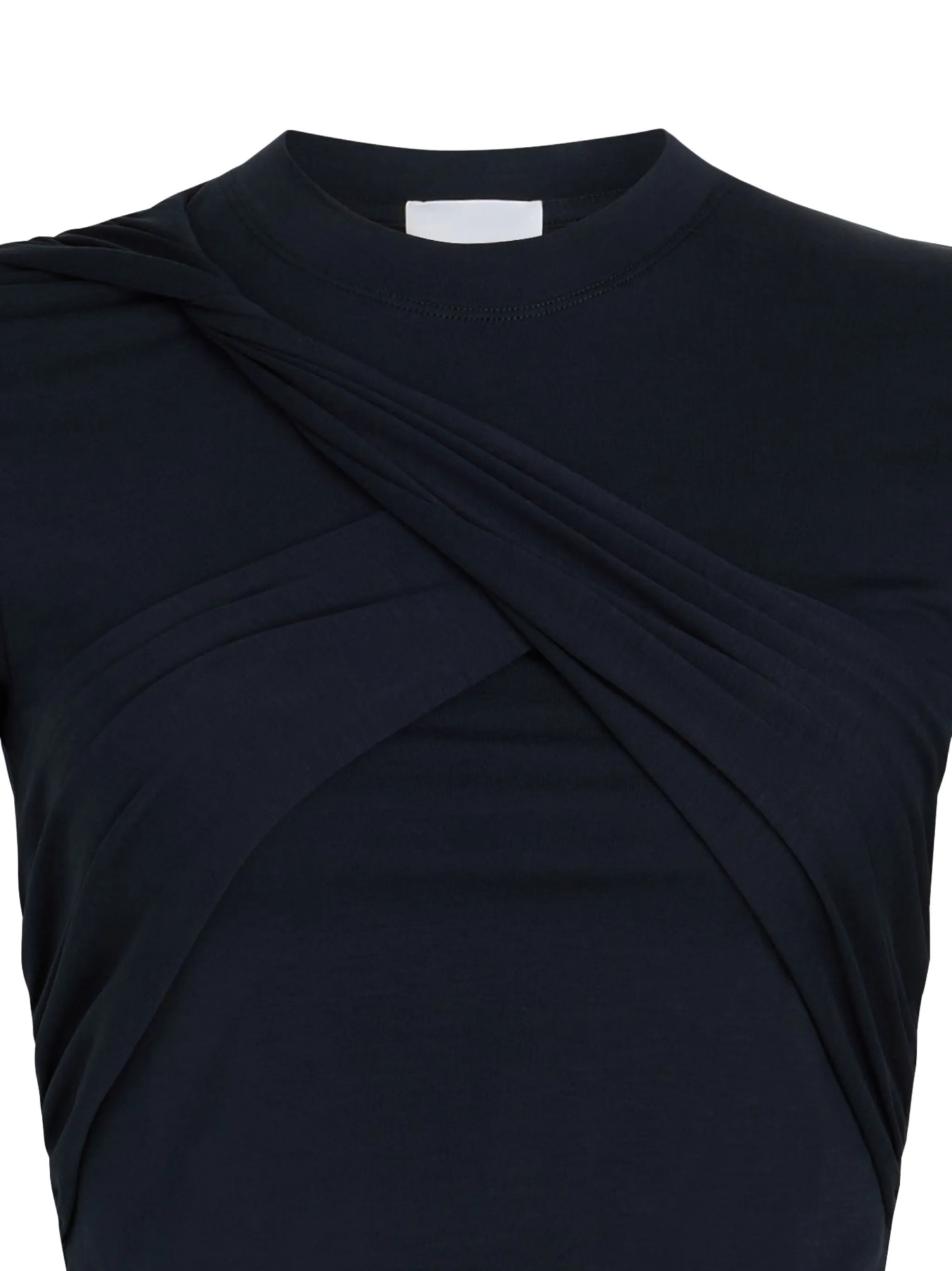 Patou Draped Cropped Organic Cotton T-shirt In Navy Black