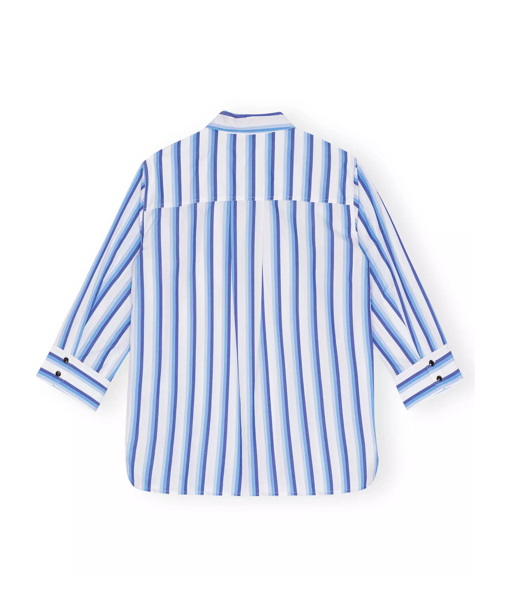 Shop Ganni Blue Striped Cotton Oversized Shirt In White