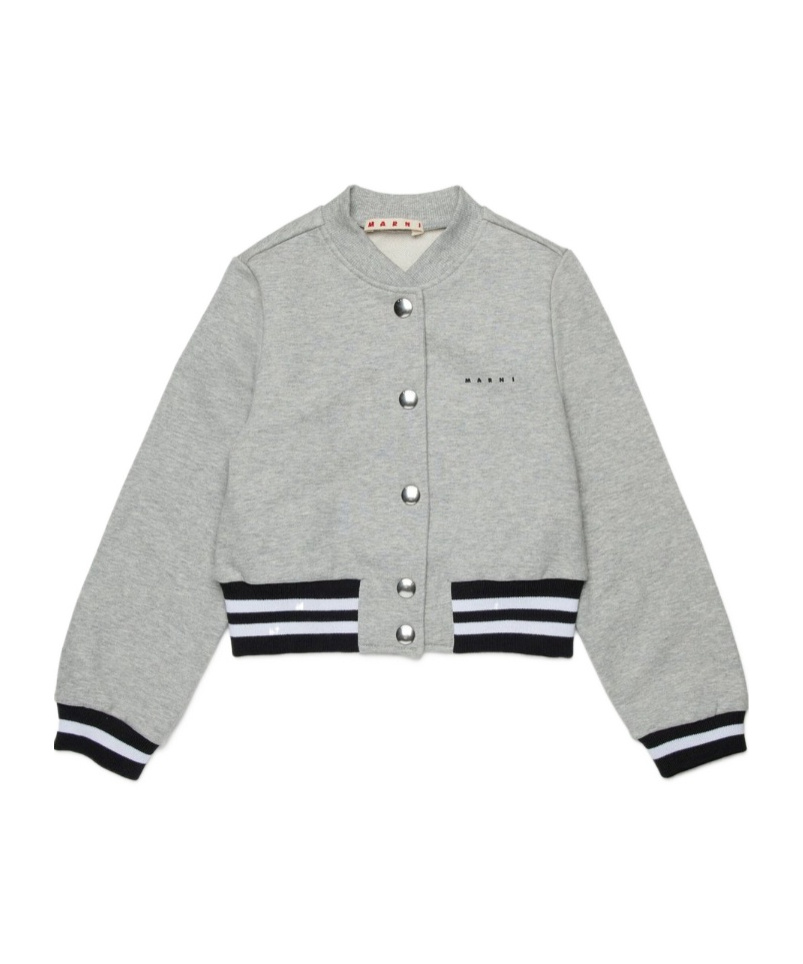 Marni Kids Logo Printed Bomber Jacket In Gray