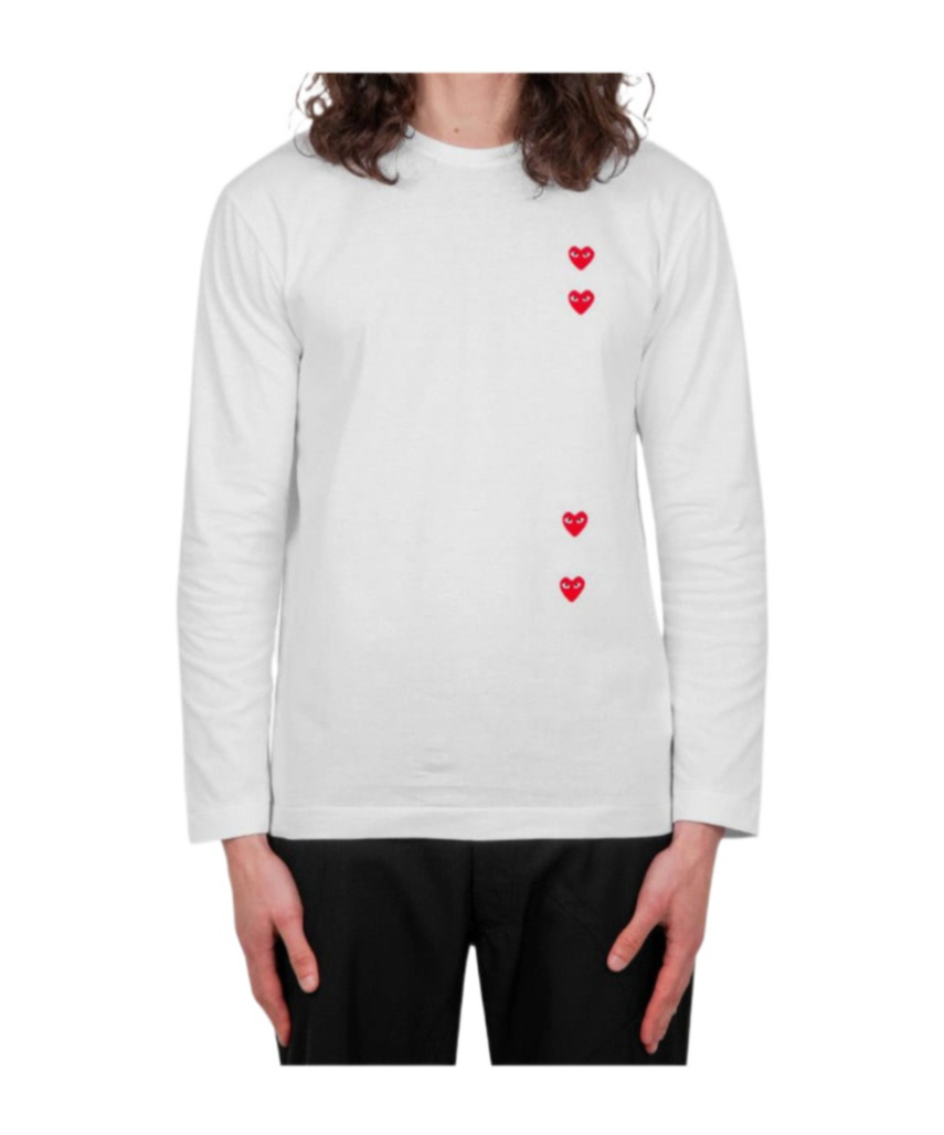 Comme Des Garçons Play Heart-print Cotton T-shirt In White