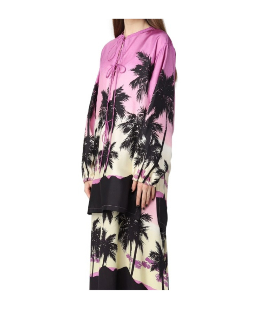 Palm Angels Graphic-print Long-sleeve Top In Black