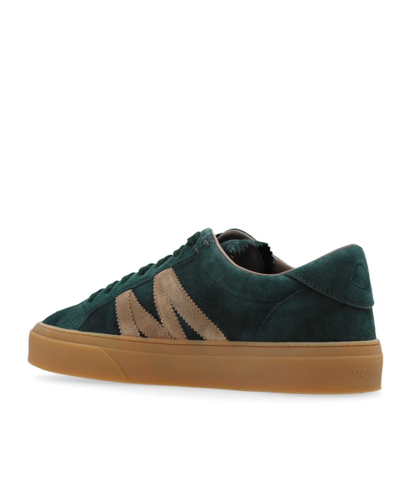 Moncler Suede Monaco Low-top Sneakers In Green