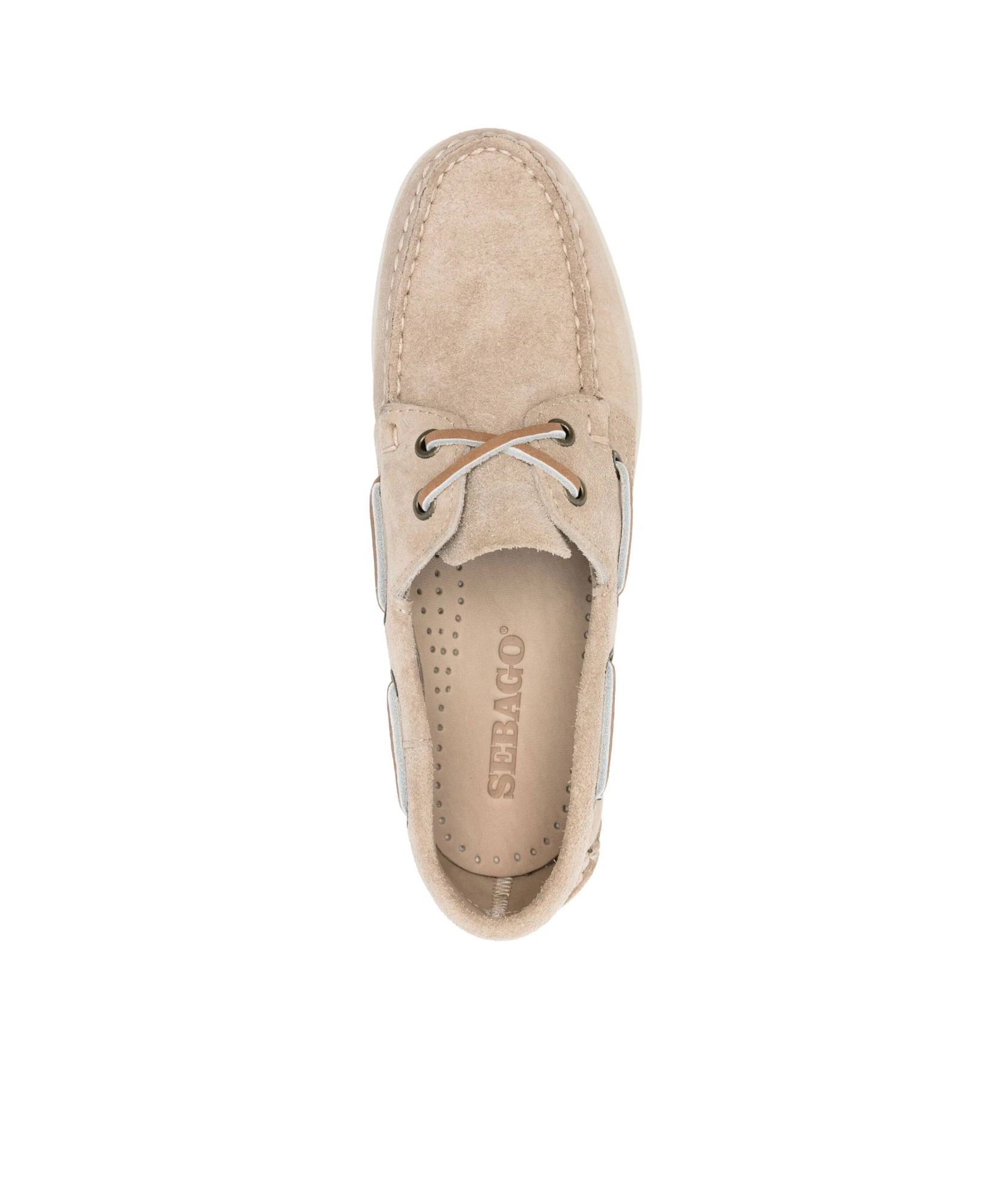 Sebago 'portland Dockside' Beige Loafers With Decorative Laces On The Sides And Contrasting Stitching In Nude