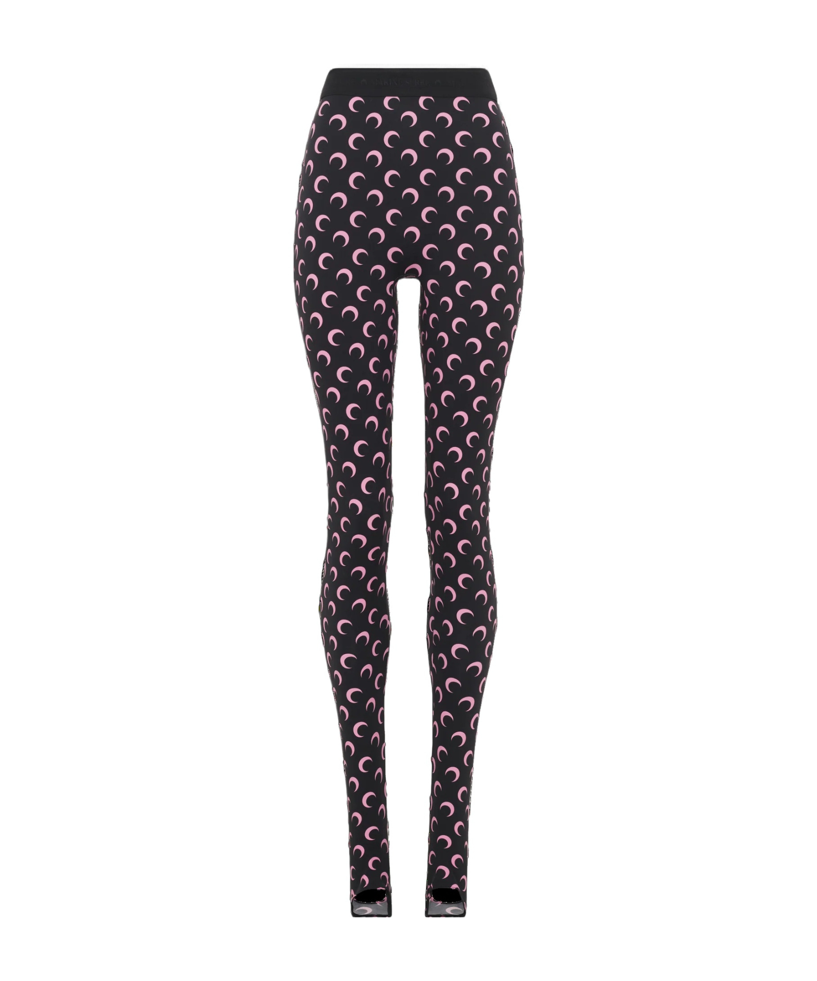 Marine Serre Moon Print Plain Weave Knitted Tight Pants In Black