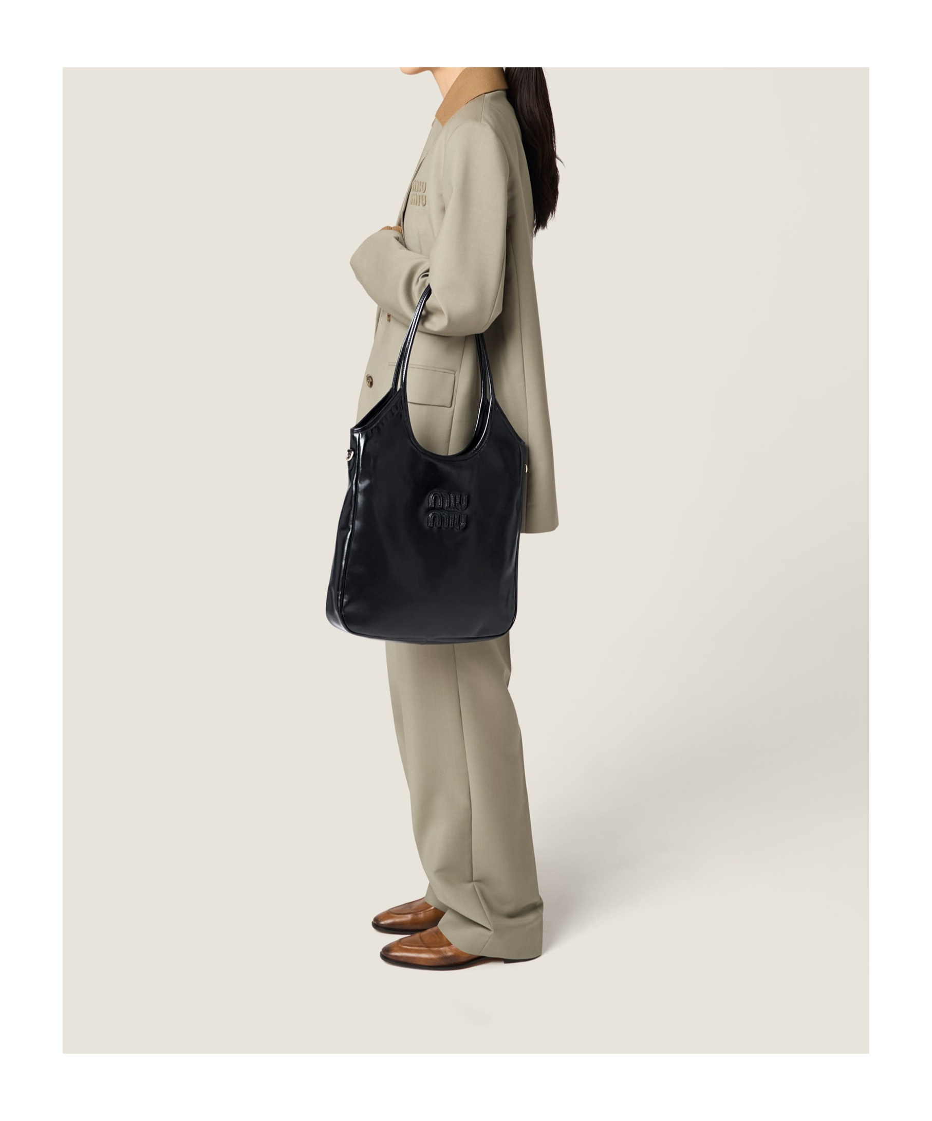 Miu Miu Ivy Leather Bag In Black