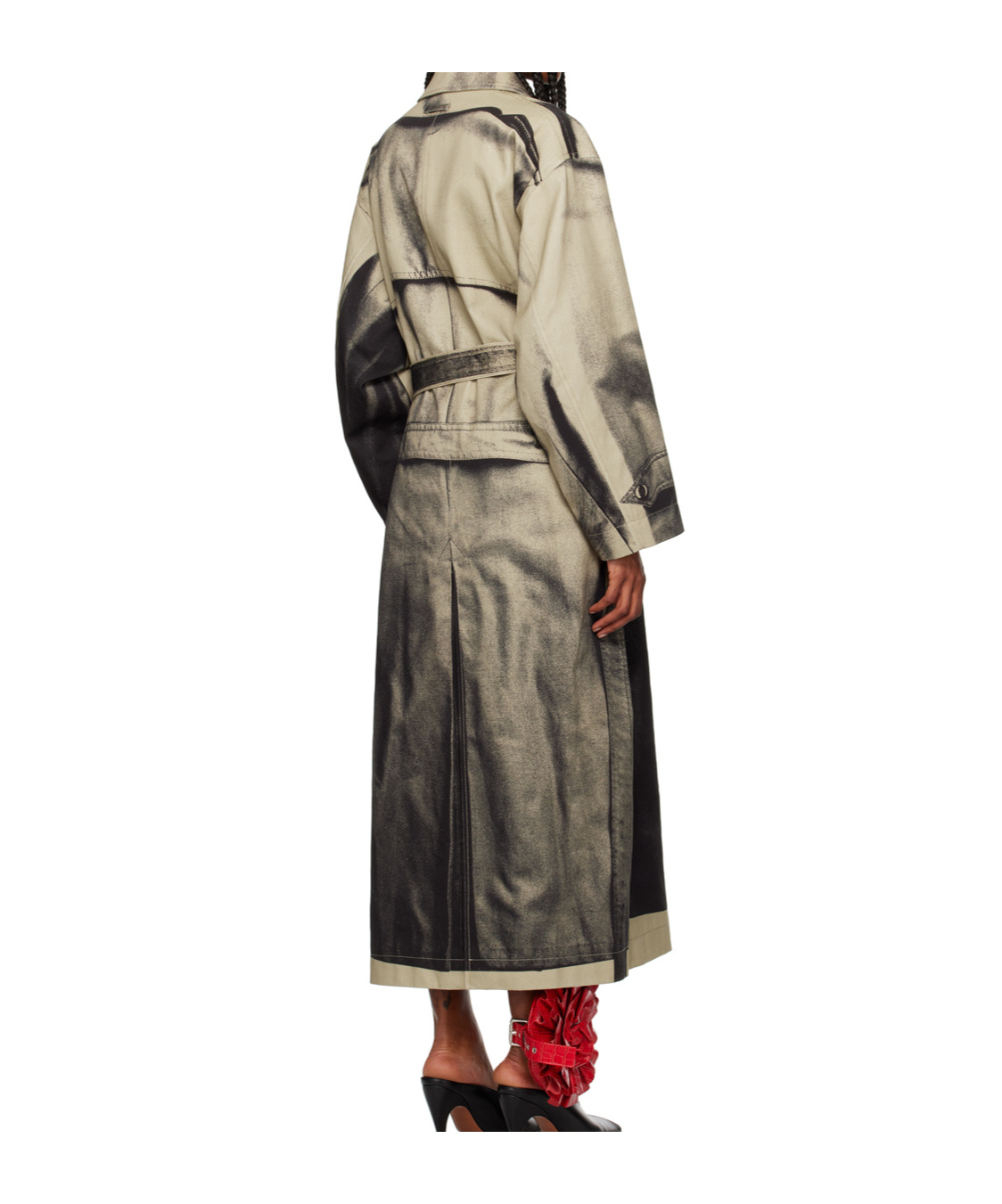 Jean Paul Gaultier Trench Trompe Loeil Belted Oversized Trench Coat In Gray