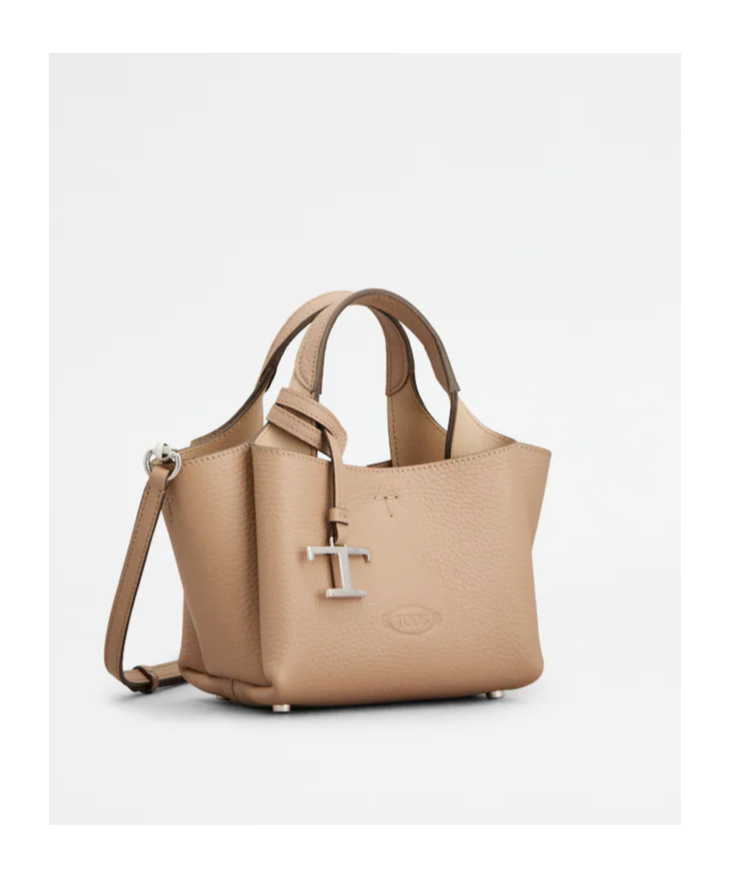 Tod's Leather Shoulder Bag In Neutral