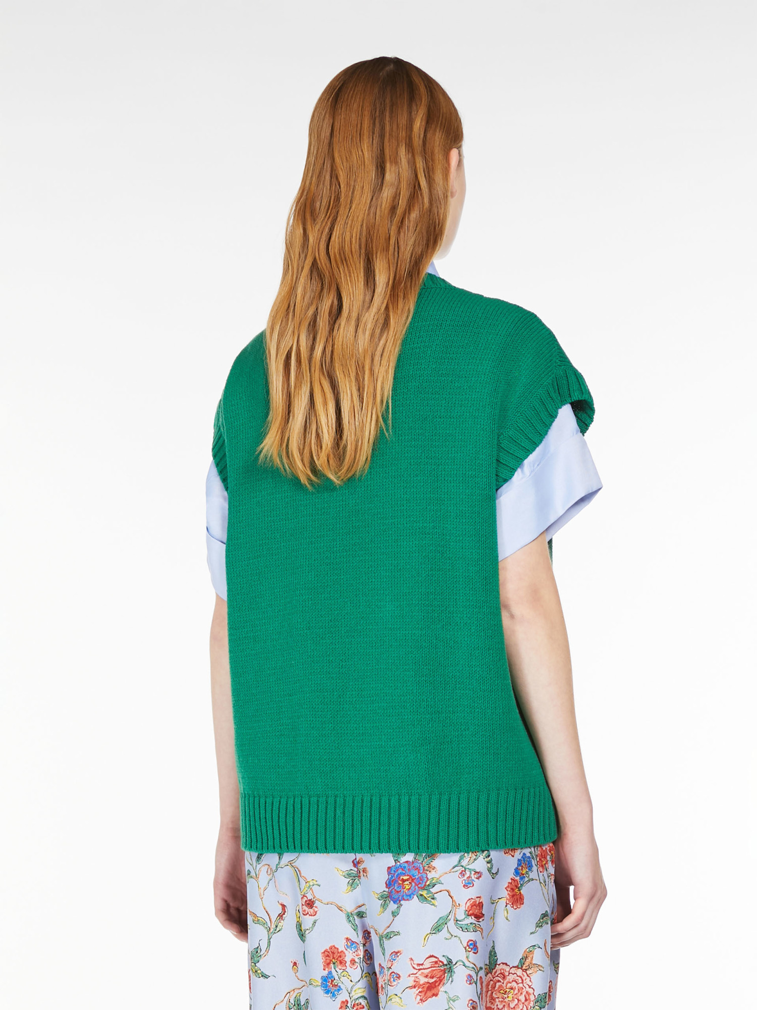 Weekend Max Mara Austria Embroidered Cotton Blend Vest In Green