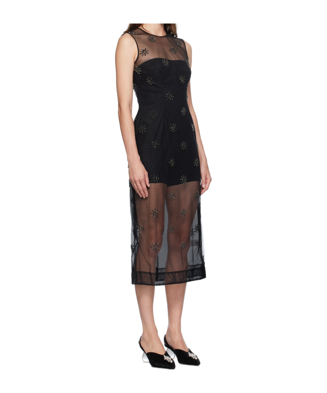 Simone Rocha Embellied Sleeveless Dress In Black