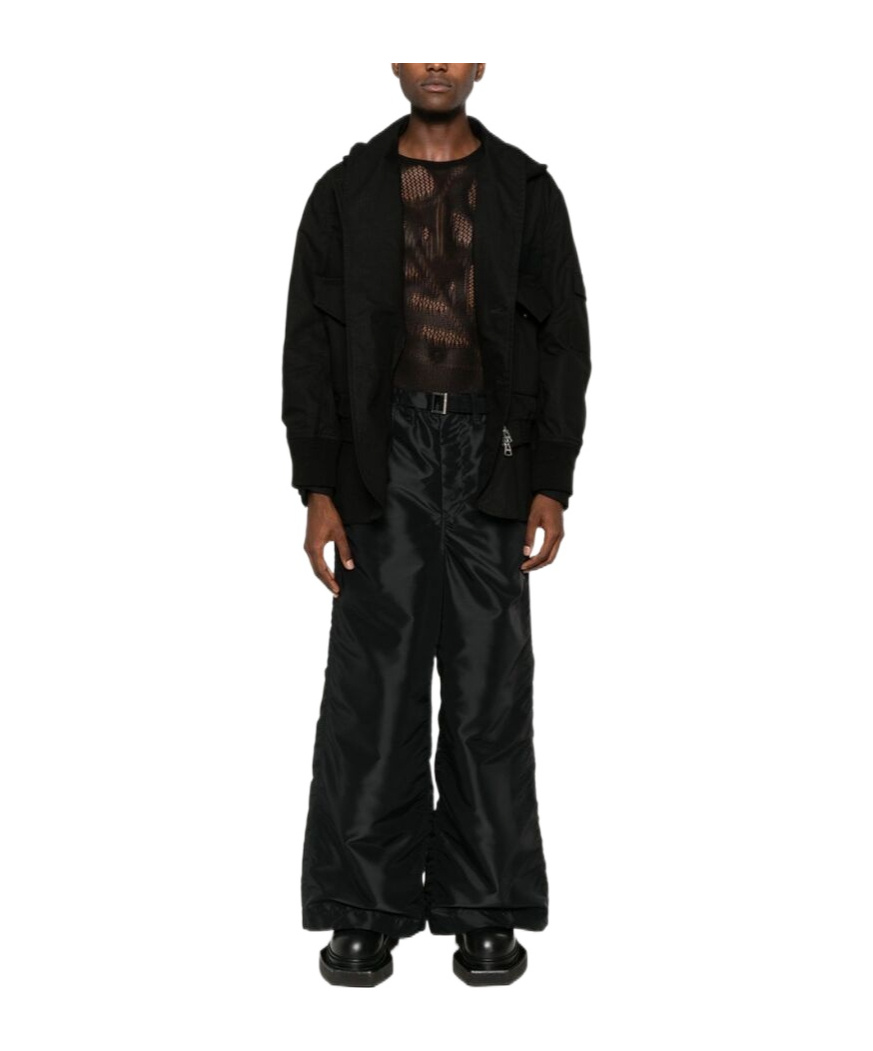 Sacai Rip Stop Zip-up Bomber Jacket In Black