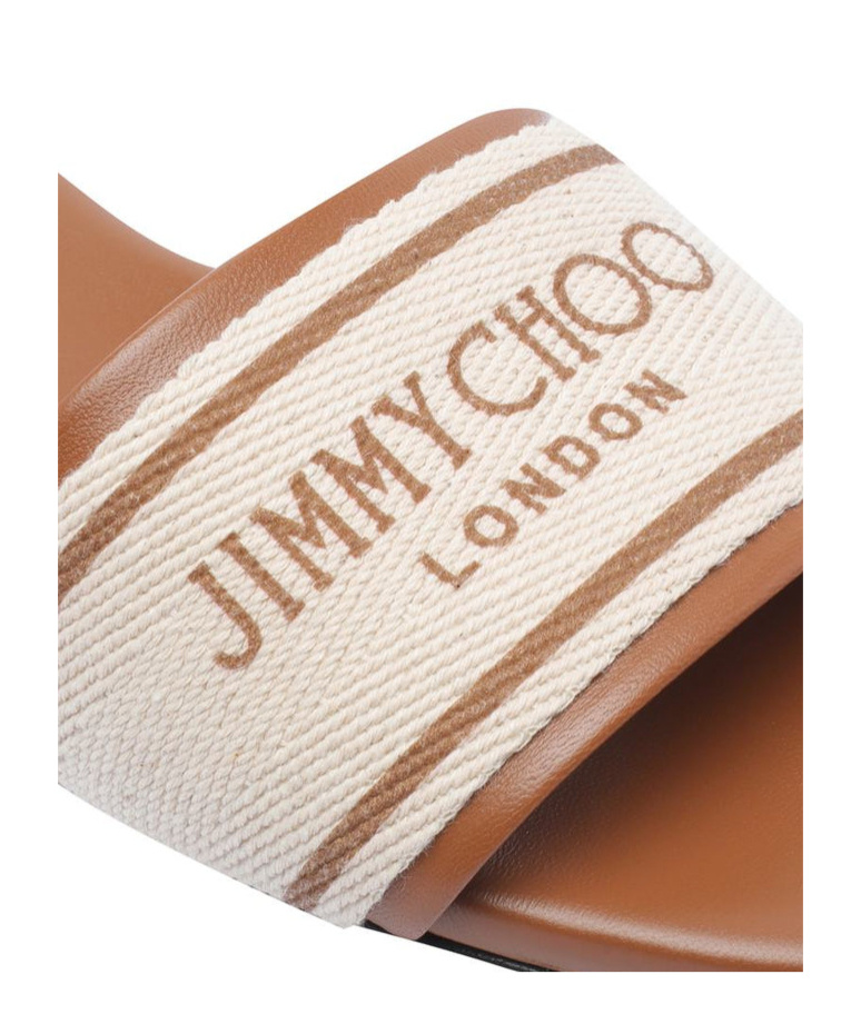 Jimmy Choo Joa Leather Flat Sandals With Round Toe