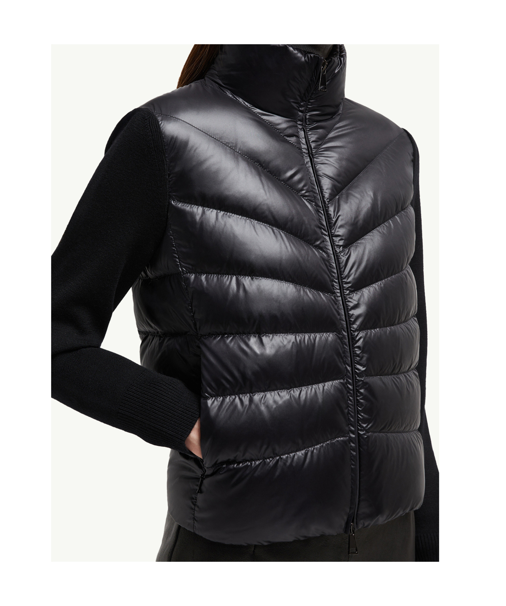 Moncler Padded Wool Cardigan In Black