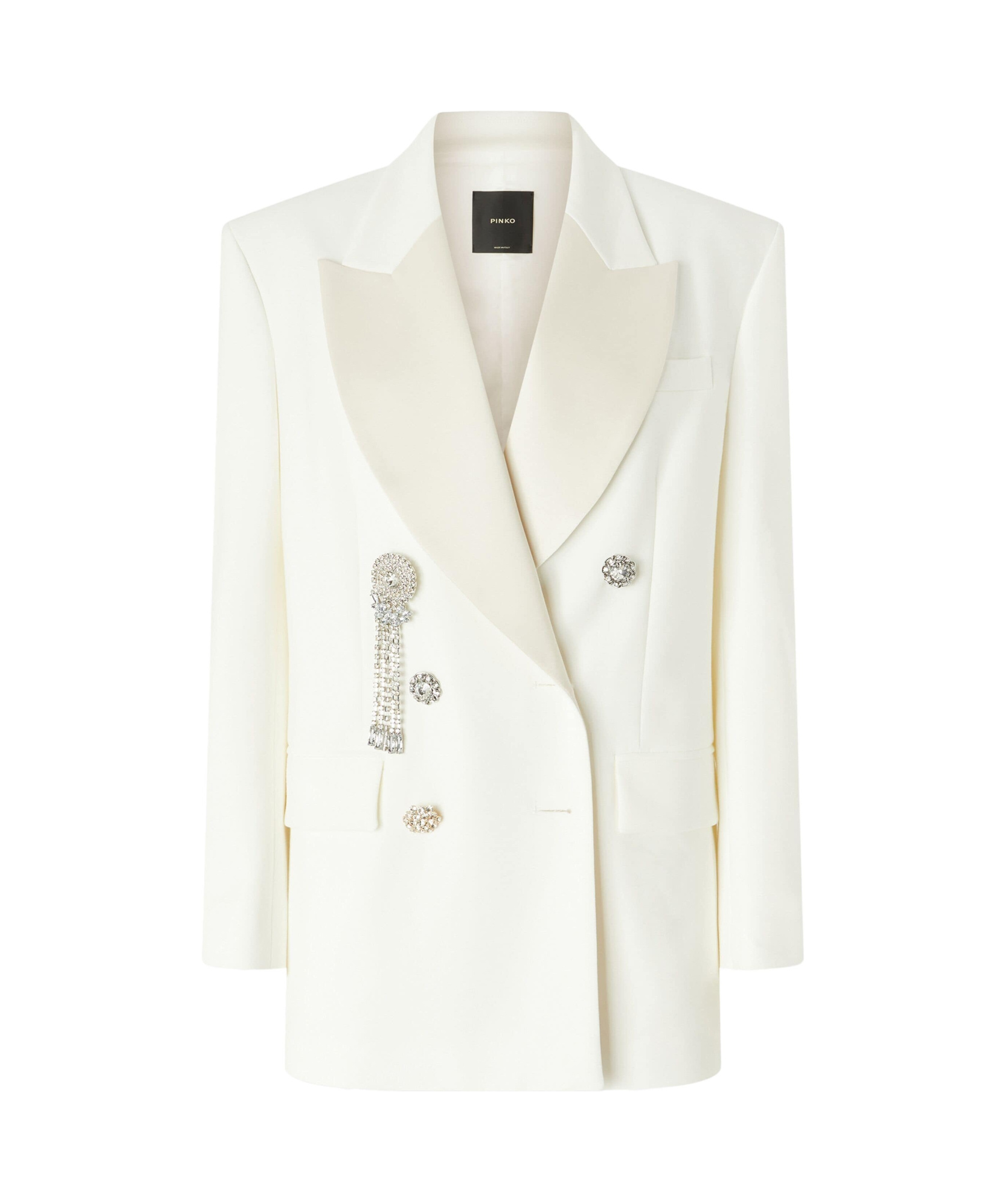 Pinko Stylish Button-up Jacket With Appliqué Detailing For Women In White