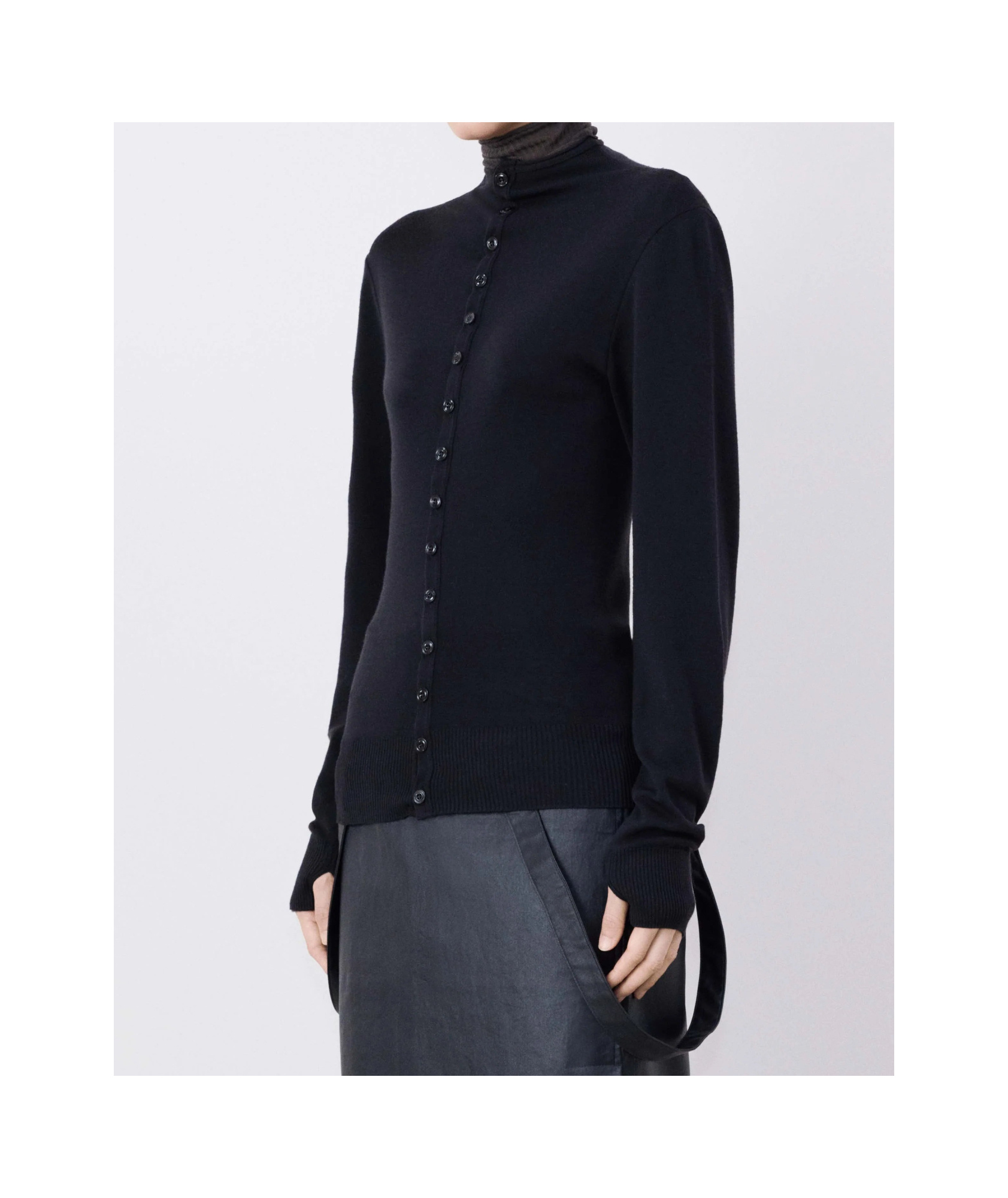 Lemaire Knitted Crewneck Cardigan In Black