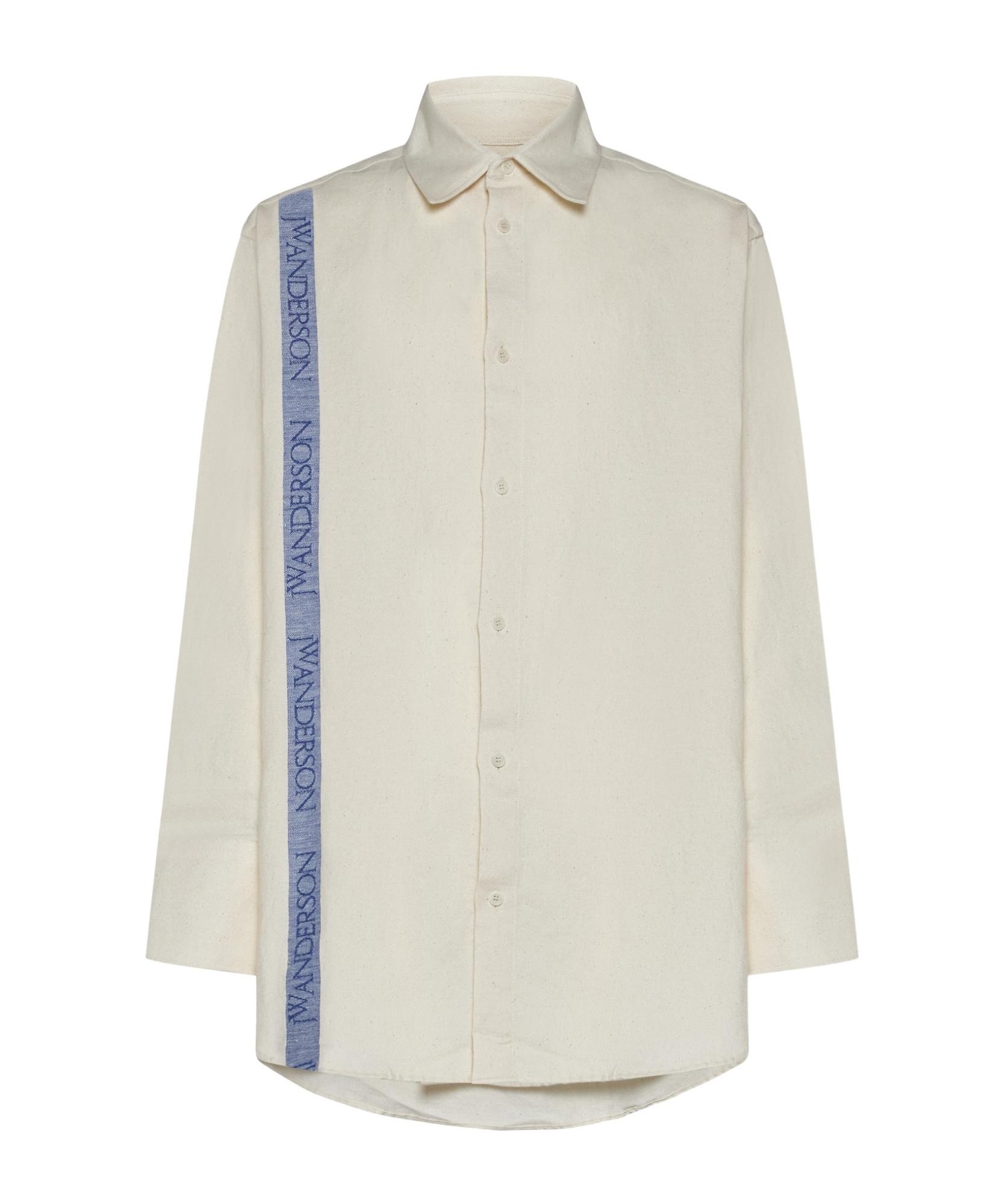 Jw Anderson Striped Cotton And Linen Shirt In White