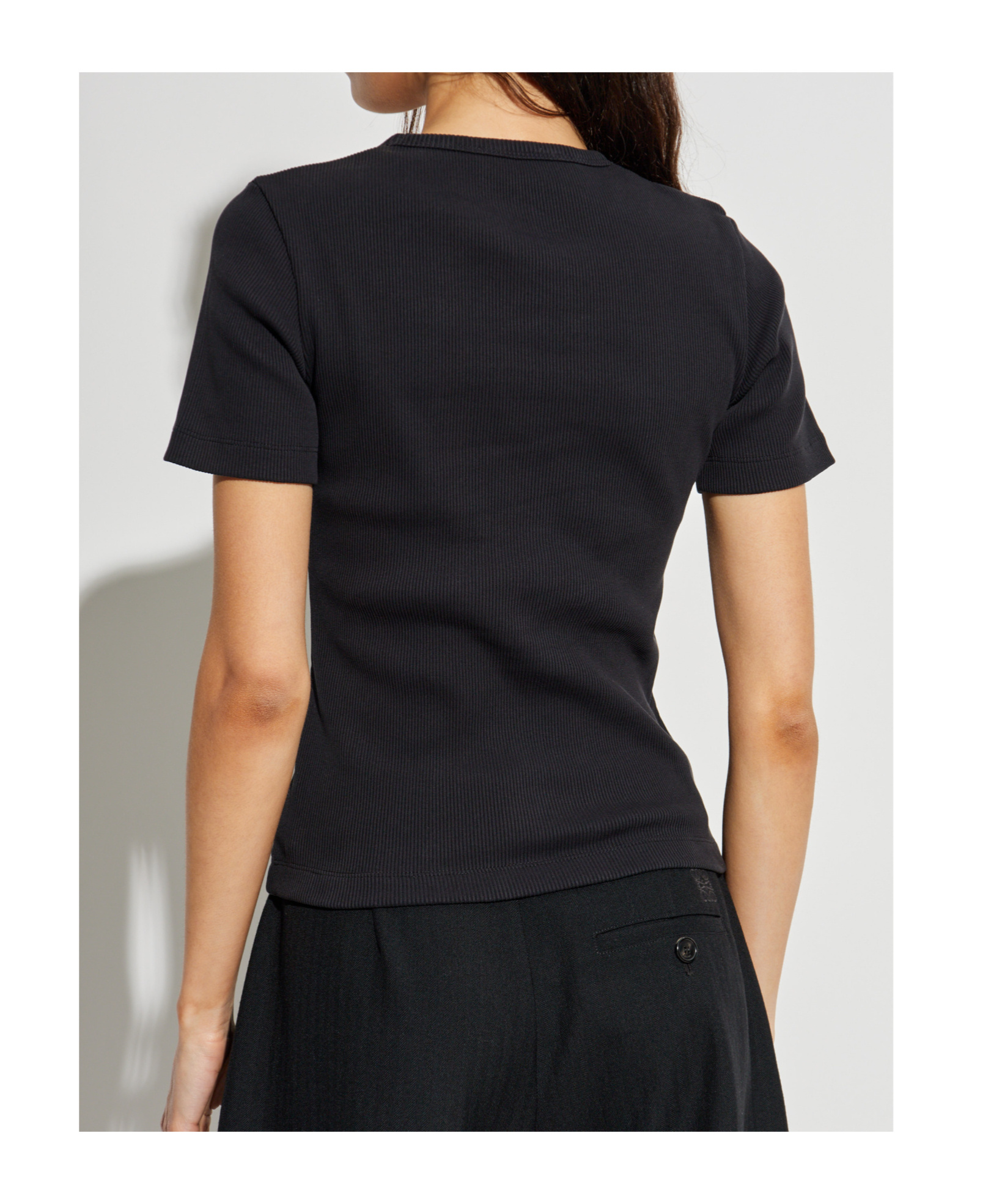 Tory Burch Crew Neck Ribbed Texture Short Sleeves Top