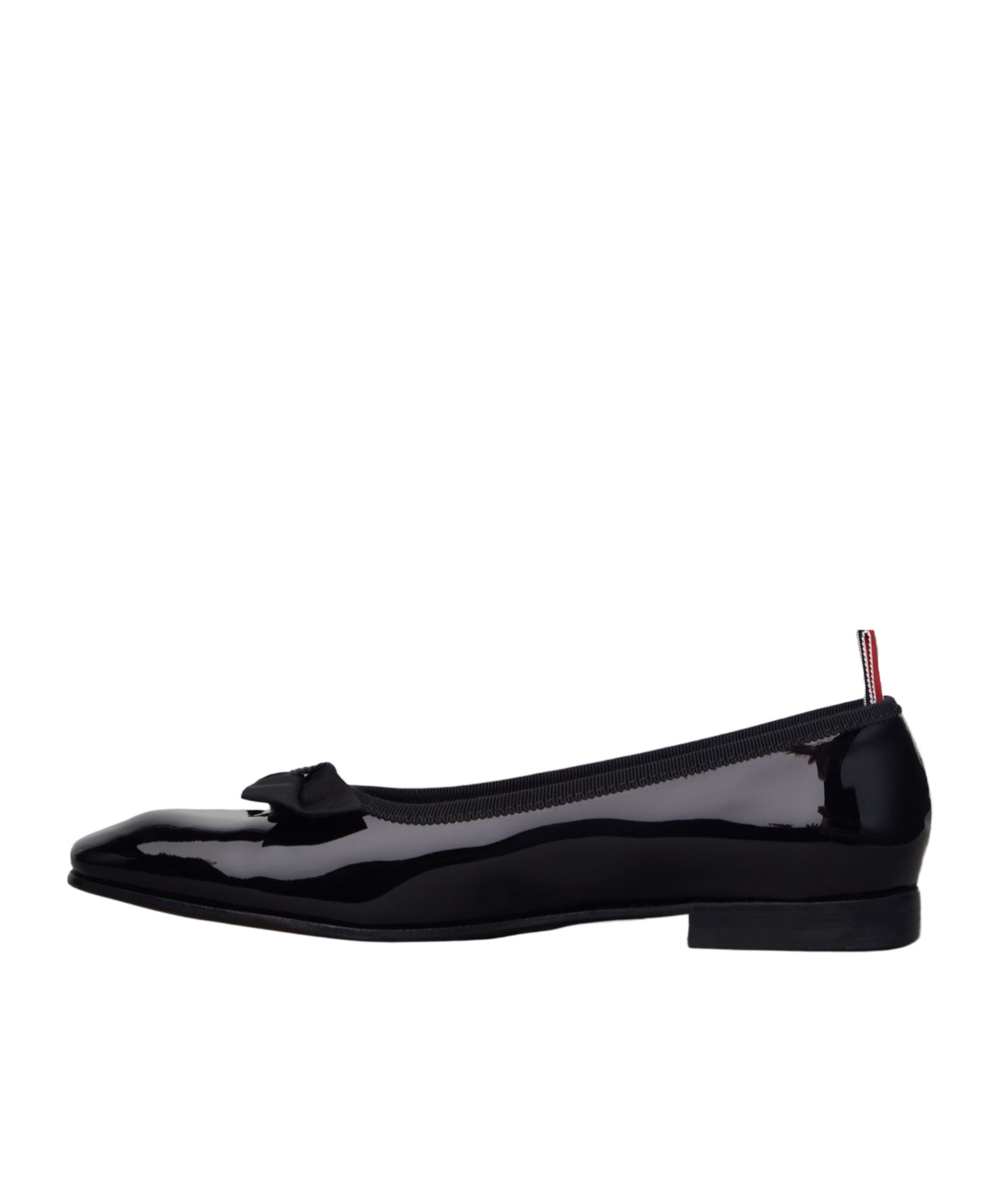 Thom Browne Black Soft Patent Opera Ballerina Flats In Black