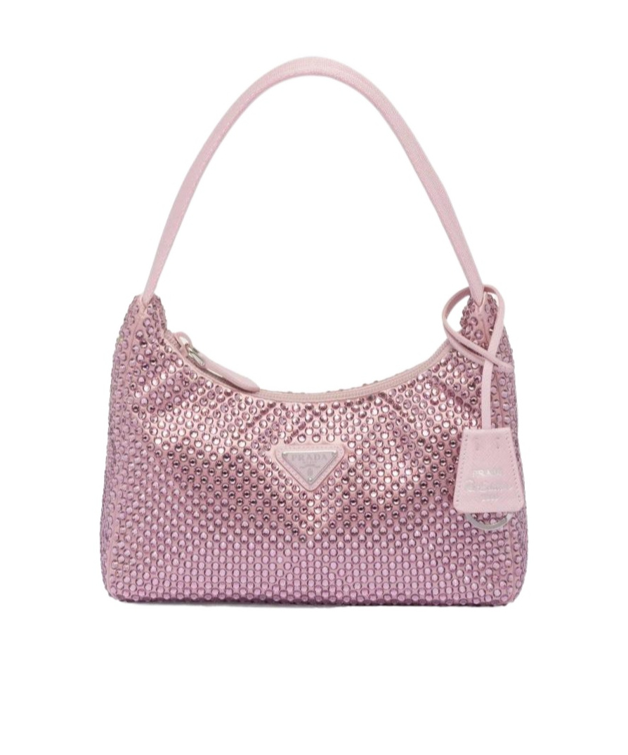 Prada Re-edition 2000 Crystal-embellished Mini Bag In Pink