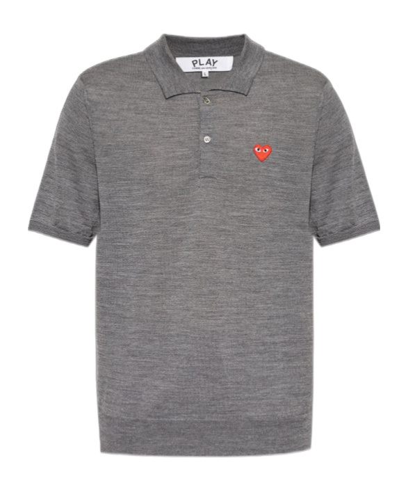 Comme Des Garçons Play Short-sleeved Polo Shirt In Gray