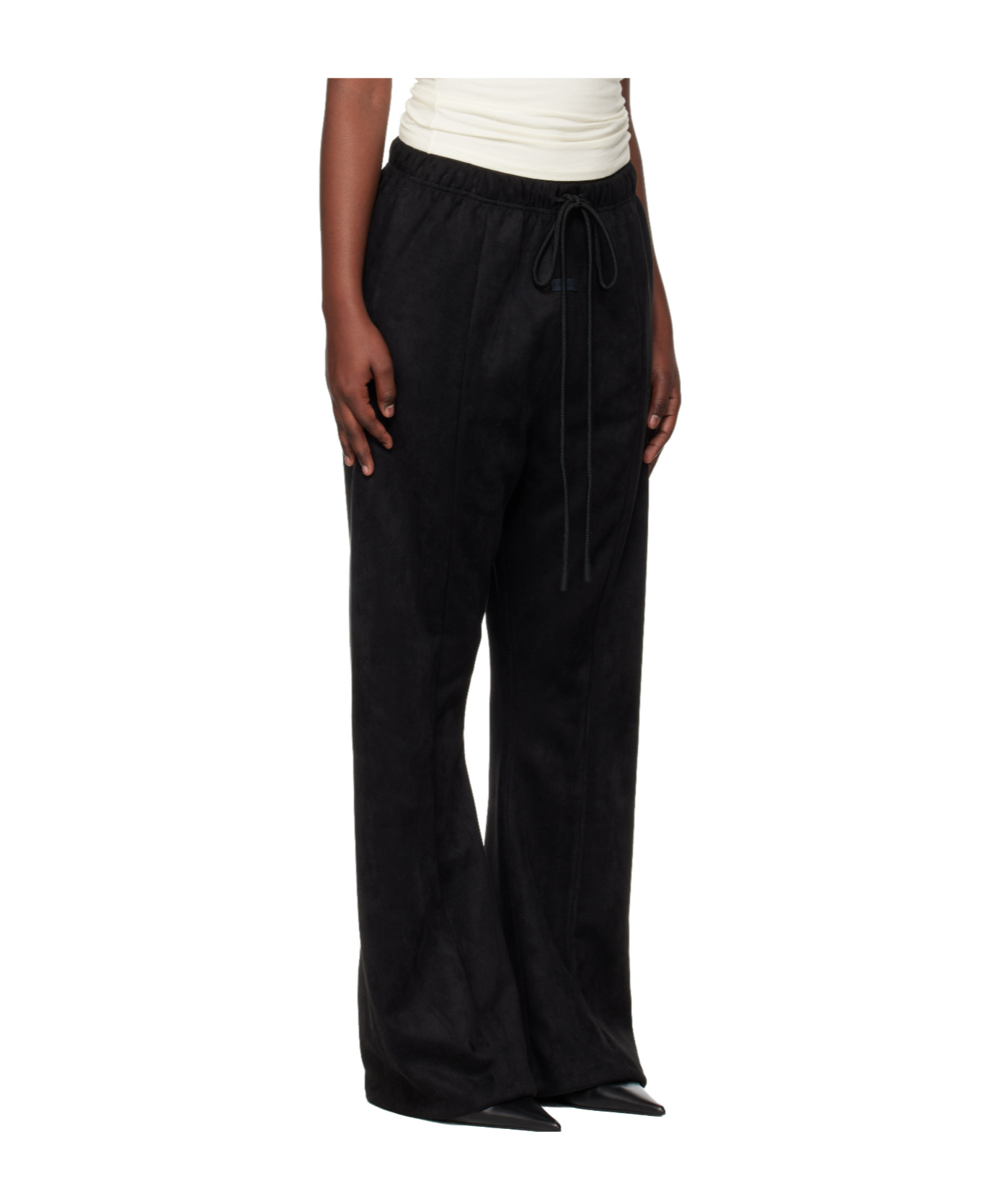 Essentials Womens Suede Fleece Flare Sweatpant In Black