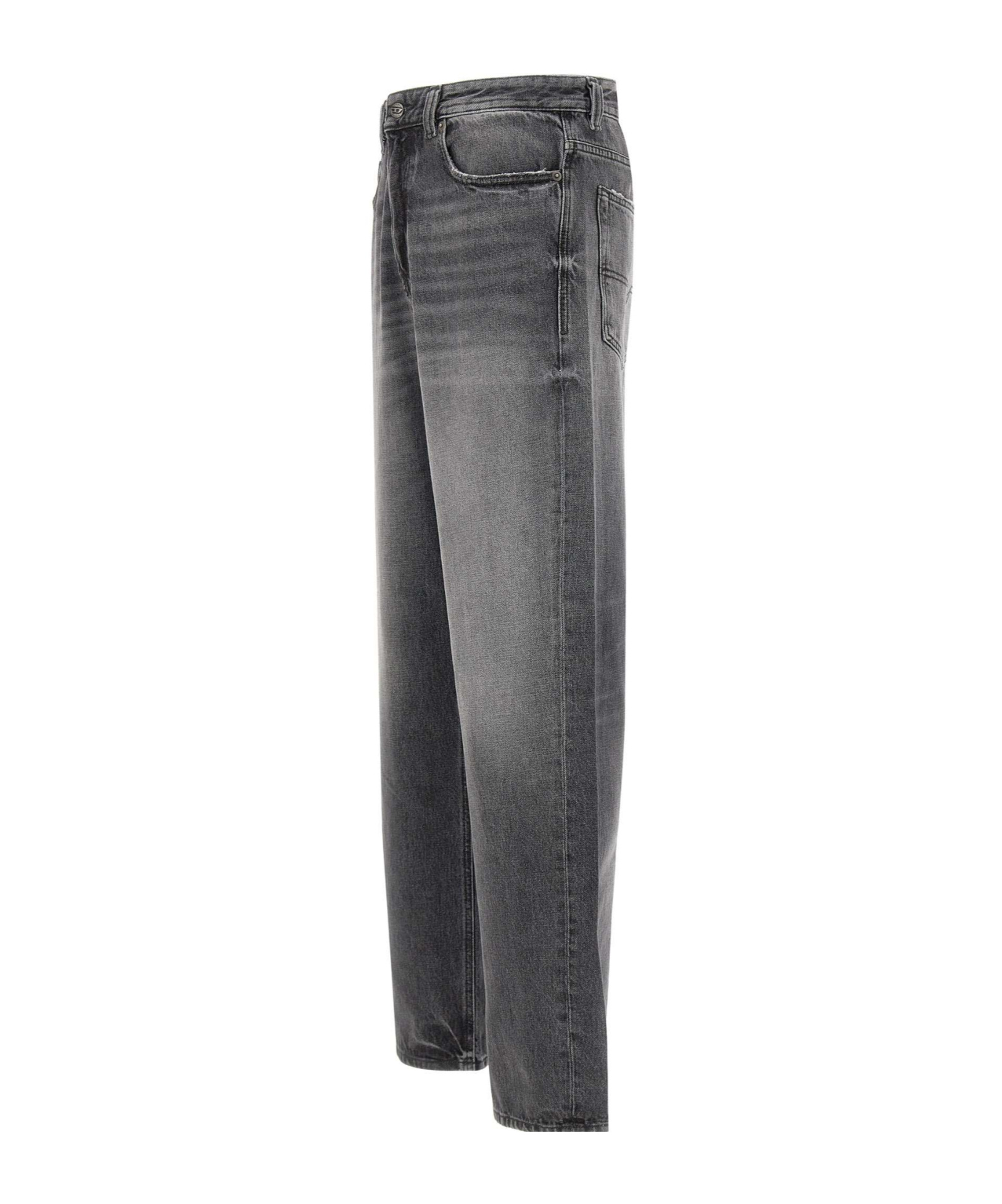Diesel Straight Trousers With Faded Effect And Belt Loops In Black