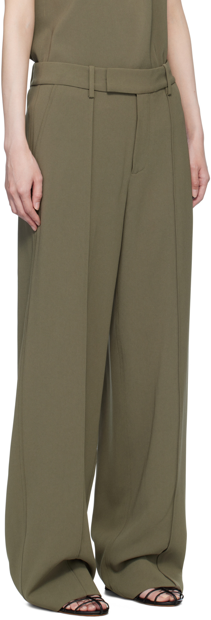 Proenza Schouler Weyes Crepe Straight-leg Pants In Green